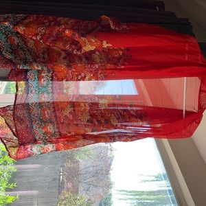 Sheer floral kimono